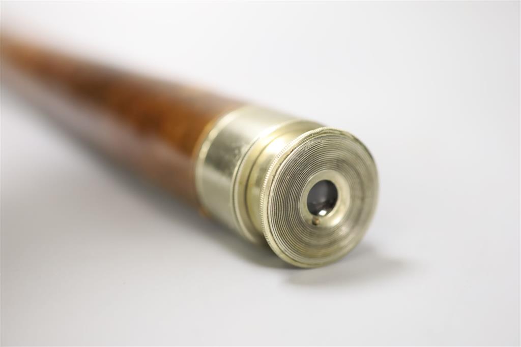 A Royal Navy leather bound telescope, F. G. Bramble, RN, full length 58.5cm